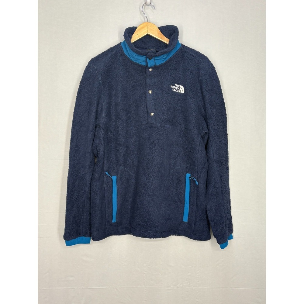 The North Face Parkview ½-Snap Fleece Pullover Jacket Mens Blue Zipper Pockets M